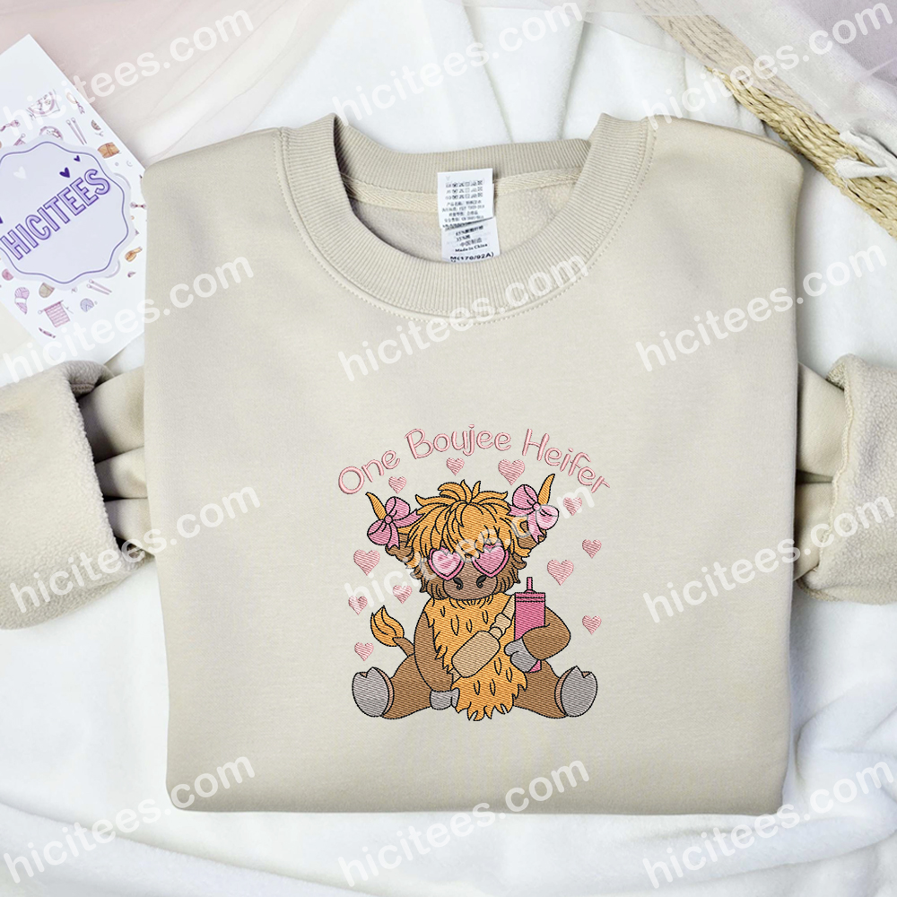 Highland Cow Embroidered Shirt, Animal Embroidered Hoodie, Best Gift Ideas Highland Cow Embroidered Shirt, Animal Embroidered Hoodie, Best Gift Ideas