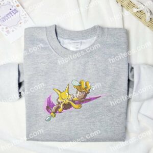 Alakazam Pokemon Embroidered Shirt Anime Embroidered Shirt 3