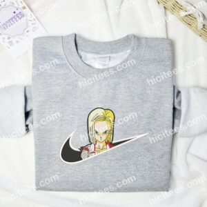 Android 18 Dragon Ball Embroidered Shirt, Anime Embroidered Shirt 1 Android 18 Dragon Ball Embroidered Shirt Anime Embroidered Shirt 2