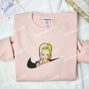 Android 18 Dragon Ball Embroidered Shirt, Anime Embroidered Shirt 2 Android 18 Dragon Ball Embroidered Shirt Anime Embroidered Shirt 3