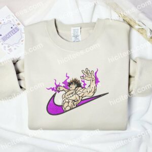 Baki Hanma Fight Anime Swoosh Embroidered Shirt 1 Baki Hanma Fight Swoosh Embroidered Shirt Anime Embroidered Shirt 2
