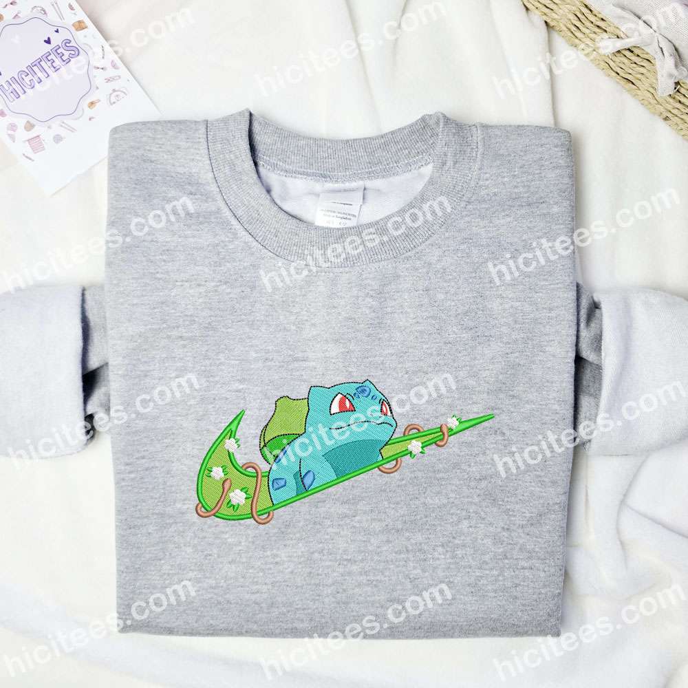 Bulbasaur Flower Pokemon Anime Embroidered Shirt Bulbasaur Flower Pokemon Anime Embroidered Shirt