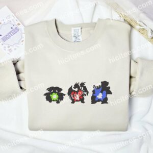 Bulbasaur Charmander Squirtle Pokemon Anime Embroidered Shirt 1 Bulbasaur Charmander Squirtle Evolution Pokemon Embroidered Shirt Anime Embroidered Shirt 2