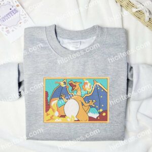 Charizard Fire Pokemon Anime Embroidered Shirt 1 Charizard Pokemon Embroidered T shirt Anime Embroidered Sweatshirt 2