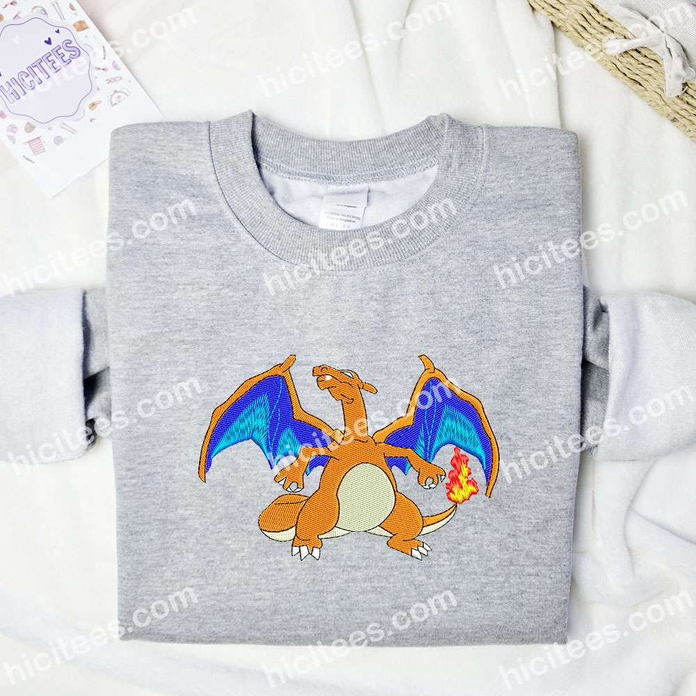 Charizard Pokemon Anime Embroidered Shirt Charizard Pokemon Anime Embroidered Shirt