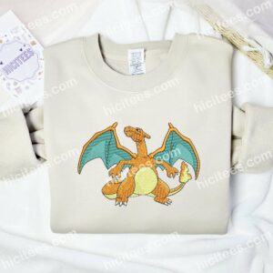 Charizard Pokemon Anime Embroidered Shirt 1 Charizard Pokemon Embroidered T shirt Anime Embroidered T shirt 2