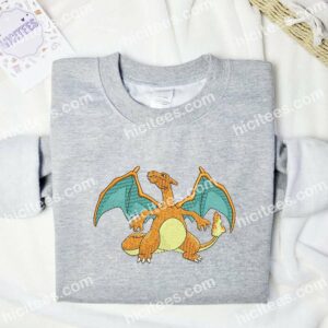 Charizard Pokemon Anime Embroidered Shirt 2 Charizard Pokemon Embroidered T shirt Anime Embroidered T shirt 3