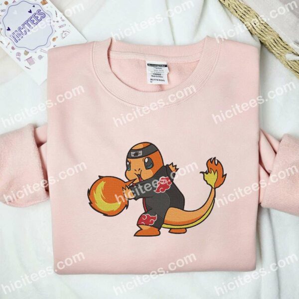 Charmander Akatsuki Pokemon Anime Embroidered Shirt
