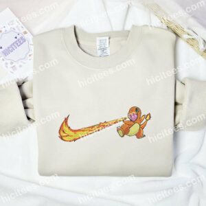 Charmander Fire Swoosh Embroidered Shirt Anime Embroidered Shirt 2