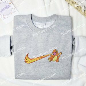 Charmander Fire Swoosh Embroidered Shirt Anime Embroidered Shirt 3
