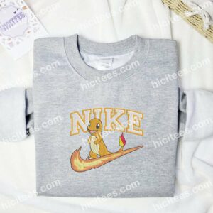 Charmander Swoosh Pokemon Anime Embroidered Shirt 1 Charmander Pokemon Swoosh Embroidered Hoodie Anime Embroidered Hoodie 2