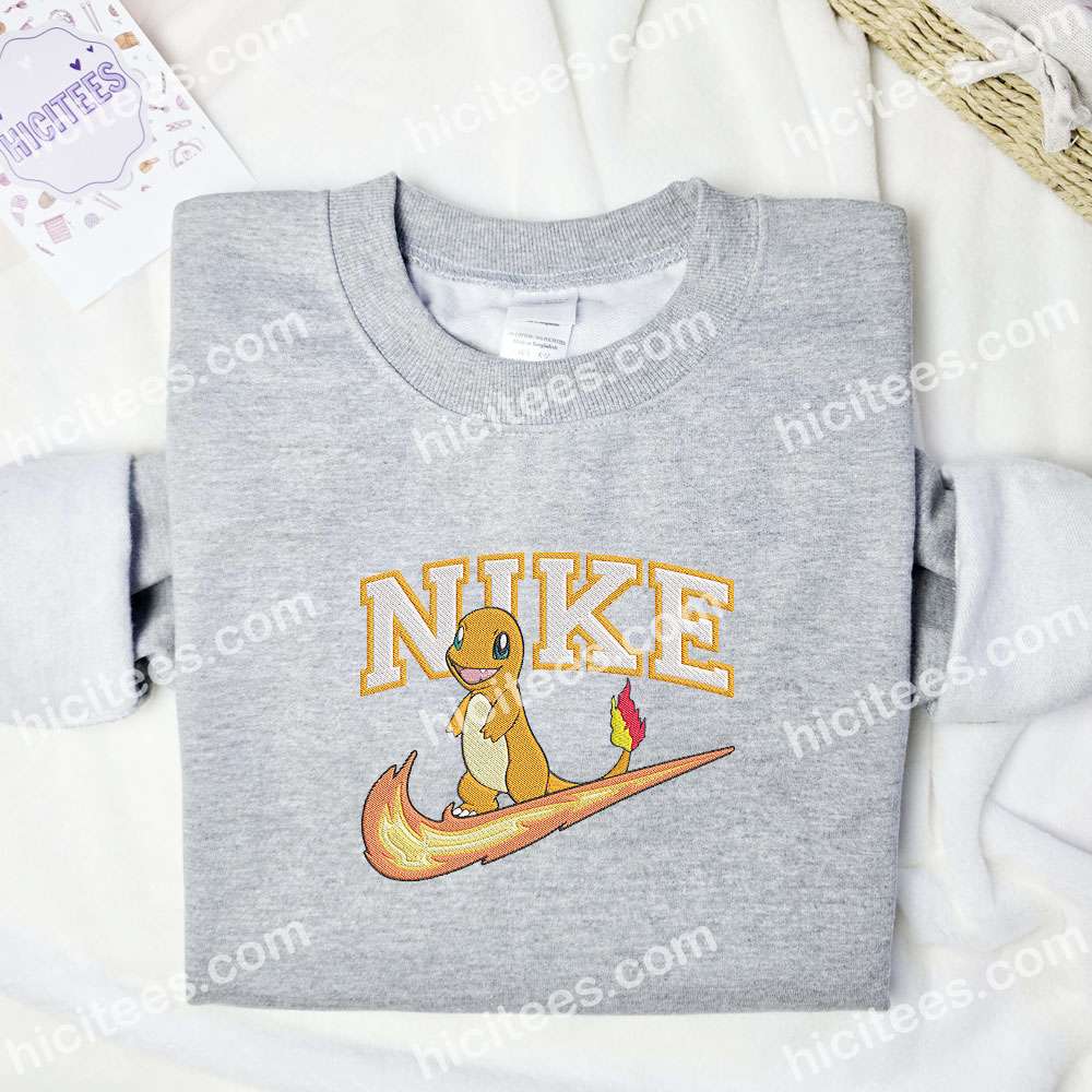 Charmander Swoosh Pokemon Anime Embroidered Shirt Charmander Swoosh Pokemon Anime Embroidered Shirt