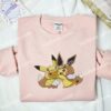 Eeve And Pikachu Pokemon Anime Embroidered Shirt