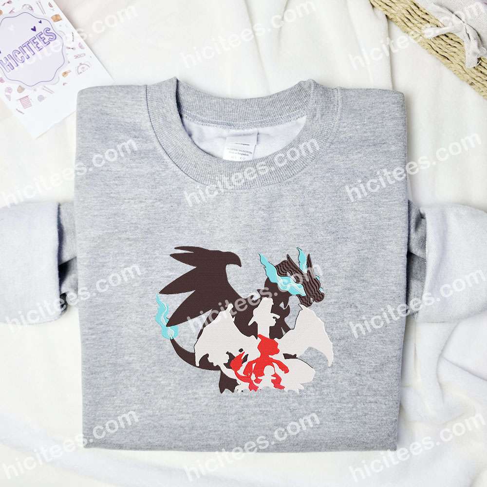 From Charmander To Charizard Pokemon Anime Embroidered Shirt From Charmander To Charizard Pokemon Anime Embroidered Shirt
