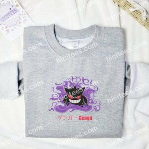 Gengar Japan Pokemon Anime Embroidered Shirt 1 Gengar Japan Pokemon Embroidered Shirt Anime Embroidered Shirt 2