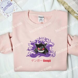 Gengar Japan Pokemon Anime Embroidered Shirt 2 Gengar Japan Pokemon Embroidered Shirt Anime Embroidered Shirt 3