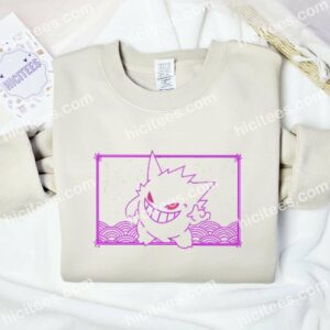 Gengar Line Art Pokemon Anime Embroidered Shirt 1 Gengar Line Art Pokemon Embroidered Shirt Anime Embroidered Shirt 2