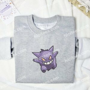 Gengar Pokemon Anime Embroidered Shirt 1 Gengar Pokemon Embroidered T shirt Anime Embroidered Hoodie 2
