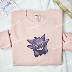 Gengar Pokemon Anime Embroidered Shirt 2 Gengar Pokemon Embroidered T shirt Anime Embroidered Hoodie 3