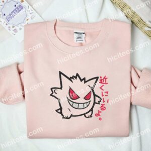 Gengar Pokemon Anime Embroidered Shirt 1 Gengar Pokemon Funny Embroidered T shirt Anime Embroidered Hoodie 2