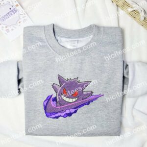 Gengar Pokemon Anime Embroidered Shirt 1 Gengar Pokemon Swoosh Embroidered Shirt Anime Embroidered Shirt 2