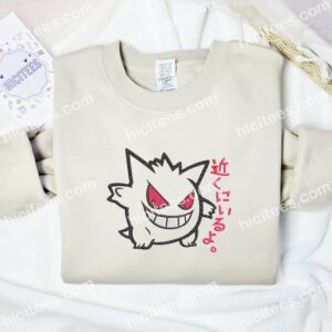 Gengar Pokemon Anime Embroidered Shirt 2 Gengar Pokemon Funny Embroidered T shirt Anime Embroidered Hoodie 3