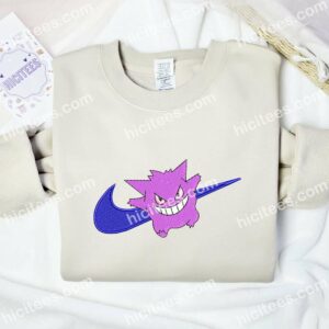 Gengar Pokemon Anime Embroidered Shirt 1 Gengar Swoosh Logo Pokemon Embroidered Shirt Anime Embroidered Shirt 2