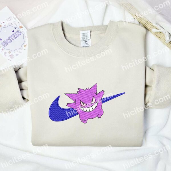 Gengar Pokemon Anime Embroidered Shirt