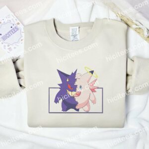 Gengar And Cleffa Pokemon Anime Embroidered Shirt 1 Gengar x Cleffa Pokemon Embroidered Shirt Anime Embroidered Shirt 2