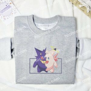 Gengar And Cleffa Pokemon Anime Embroidered Shirt 2 Gengar x Cleffa Pokemon Embroidered Shirt Anime Embroidered Shirt 3