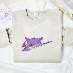 Gengar Pokemon Anime Embroidered Shirt 1 Gengar Swoosh Pokemon Embroidered Shirt Anime Embroidered Hoodie 2