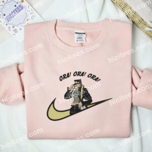 Jotaro Kujo JoJo's Bizarre Adventure Embroidered Shirt, Anime Embroidered Shirt 2 Jotaro Kujo JoJos Bizarre Adventure Embroidered Shirt Anime Embroidered Shirt 3