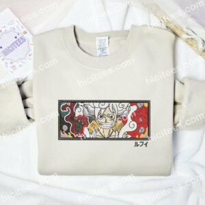 Luffy Gear 5 One Piece Embroidered Shirt, Anime Embroidered Shirt 1 Luffy Gear 5 One Piece Embroidered Shirt Anime Embroidered Shirt 2