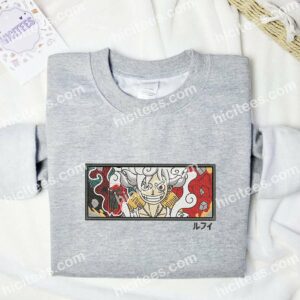Luffy Gear 5 One Piece Embroidered Shirt, Anime Embroidered Shirt 2 Luffy Gear 5 One Piece Embroidered Shirt Anime Embroidered Shirt 3