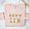 Pikachu Multiple Embroidered Shirt, Anime Embroidered Shirt