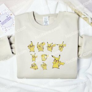 Pikachu Multiple Embroidered Shirt, Anime Embroidered Shirt 2 Pikachu Multiple Embroidered Shirt Anime Embroidered Shirt 3