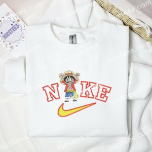 Happy Chibi Luffy Embroidered Shirt, One Piece Anime Embroidered Hoodie 1 Happy Chibi Luffy Embroidered Shirt One Piece Anime Embroidered Hoodie 2
