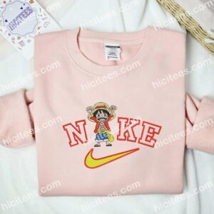 Happy Chibi Luffy Embroidered Shirt, One Piece Anime Embroidered Hoodie 2 Happy Chibi Luffy Embroidered Shirt One Piece Anime Embroidered Hoodie 3