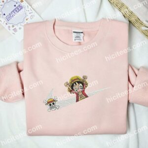 Luffy And Straw Hat Crew Logo Embroidered Shirt, One Piece Anime Embroidered Hoodie 2 Luffy And Straw Hat Crew Logo Embroidered Shirt One Piece Anime Embroidered Hoodie 3