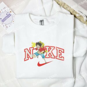 Luffy Fire Punch Embroidered Shirt One Piece Anime Embroidered Hoodie 2