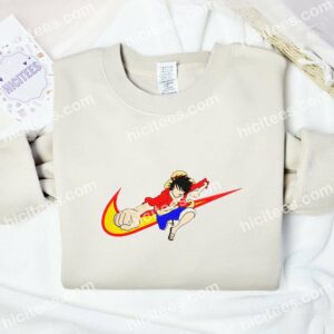 Luffy Punch Embroidered Shirt, One Piece Anime Embroidered Hoodie 1 Luffy Punch Embroidered Shirt One Piece Anime Embroidered Hoodie 2