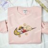 Luffy Punch Gum Gum Pistols Embroidered Shirt, One Piece Anime Embroidered Hoodie