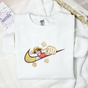 Luffy Punch Gum Gum Pistols Embroidered Shirt, One Piece Anime Embroidered Hoodie 1 Luffy Punch Gum Gum Pistols Embroidered Shirt One Piece Anime Embroidered Hoodie 3