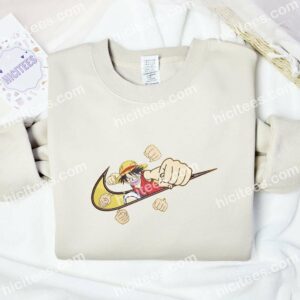 Luffy Punch Gum Gum Pistols Embroidered Shirt, One Piece Anime Embroidered Hoodie 2 Luffy Punch Gum Gum Pistols Embroidered Shirt One Piece Anime Embroidered Hoodie