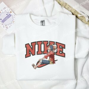 Luffy Sitting Embroidered Shirt, One Piece Anime Embroidered Hoodie 1 Luffy Sitting Embroidered Shirt One Piece Anime Embroidered Hoodie 2