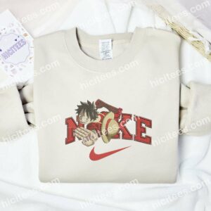 Luffy Red Hawk Punch Embroidered Shirt, One Piece Anime Embroidered Hoodie 2 Luffy Red Hawk Punch Embroidered Shirt One Piece Anime Embroidered Hoodie 3