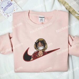 Luffy Smiling Embroidered Shirt, One Piece Anime Embroidered Hoodie 2 Luffy Smiling Embroidered Shirt One Piece Anime Embroidered Hoodie 3 1