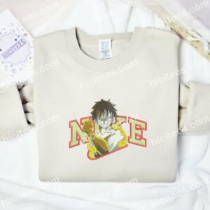 Luffy Strong Embroidered Shirt, One Piece Anime Embroidered Hoodie 1 Luffy Strong Embroidered Shirt One Piece Anime Embroidered Hoodie 2