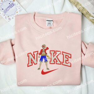 Luffy Standing Embroidered Shirt, One Piece Anime Embroidered Hoodie 2 Luffy Standing Embroidered Shirt One Piece Anime Embroidered Hoodie 3