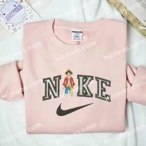 Luffy Stands Embroidered Shirt, One Piece Anime Embroidered Hoodie 2 Luffy Stands Embroidered Shirt One Piece Anime Embroidered Hoodie 3